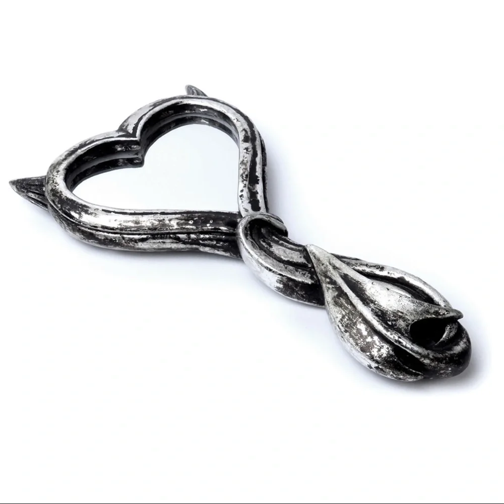 DISCONTINUED!!! Alchemy Gothic Devil Head Heart Handheld Mirror NWT